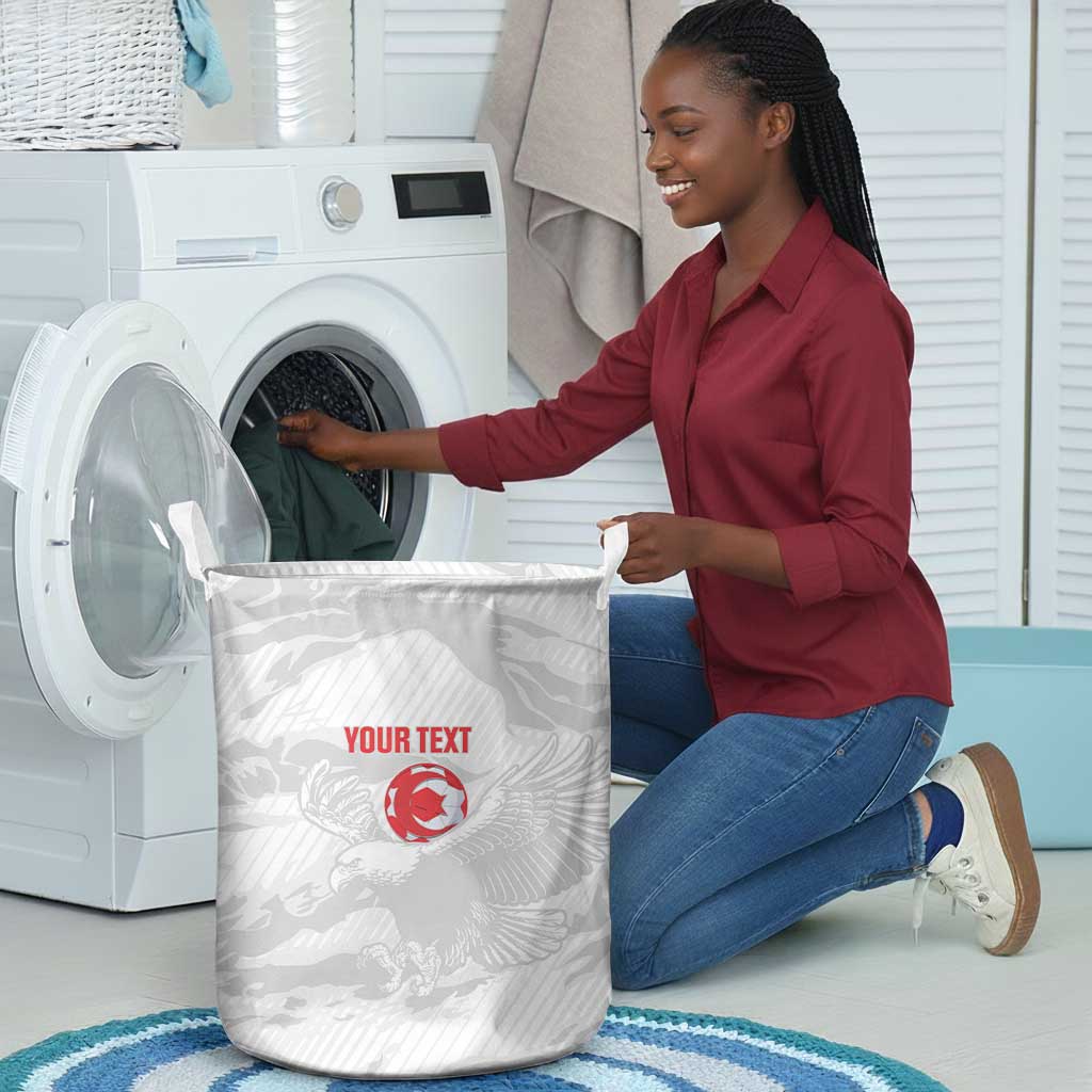 Custom Tunisia Football Laundry Basket 2026 Eagles of Carthage White Grunge - African Pride