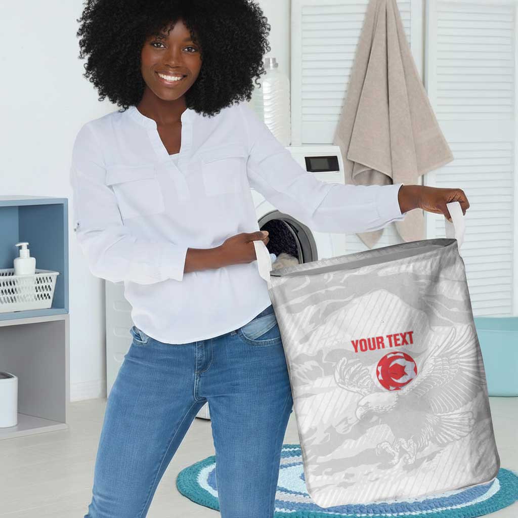 Custom Tunisia Football Laundry Basket 2026 Eagles of Carthage White Grunge - African Pride