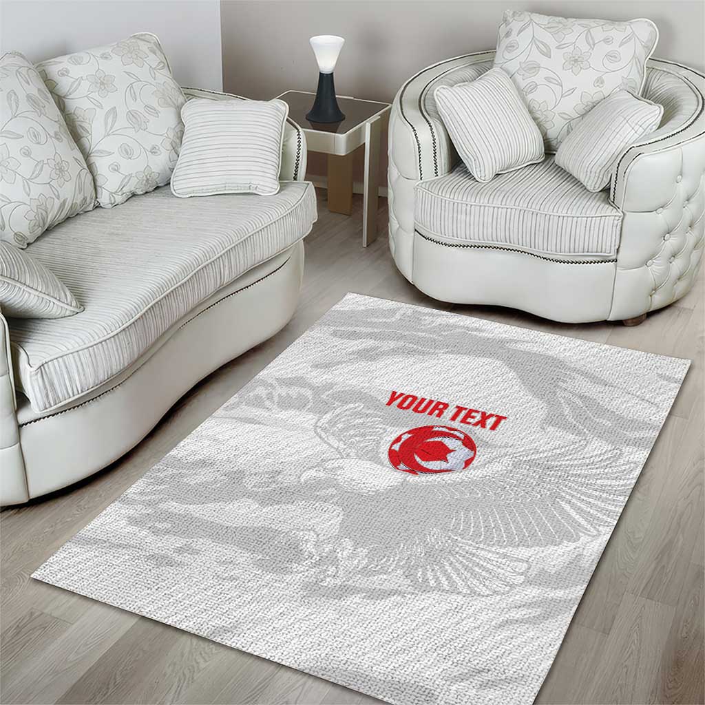 Custom Tunisia Football Area Rug 2026 Eagles of Carthage White Grunge - African Pride