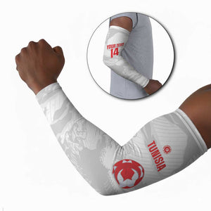 Custom Tunisia Football Arm Sleeves 2026 Eagles of Carthage White Grunge - African Pride