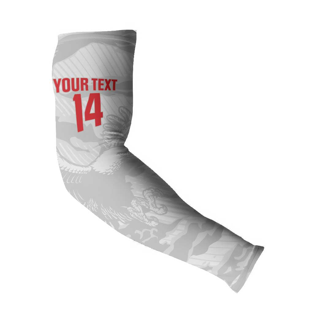 Custom Tunisia Football Arm Sleeves 2026 Eagles of Carthage White Grunge - African Pride