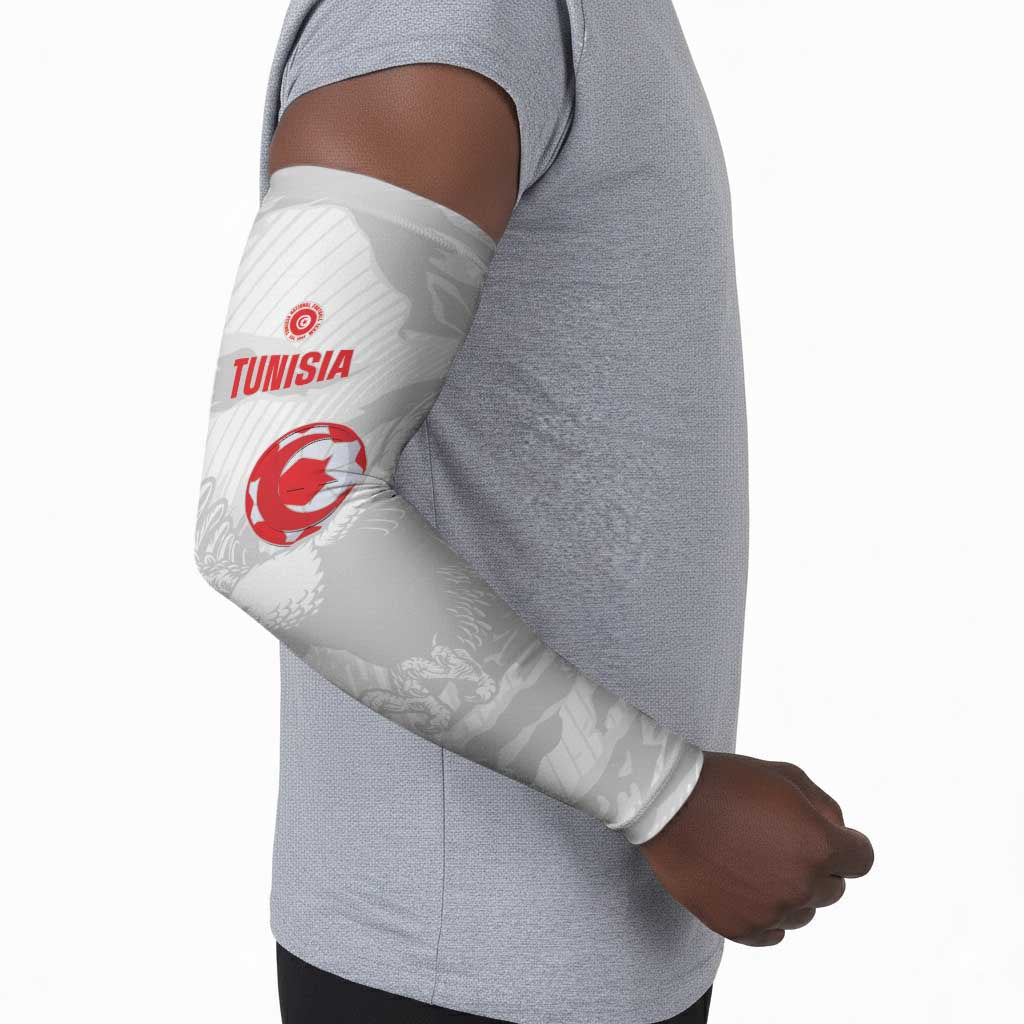 Custom Tunisia Football Arm Sleeves 2026 Eagles of Carthage White Grunge - African Pride