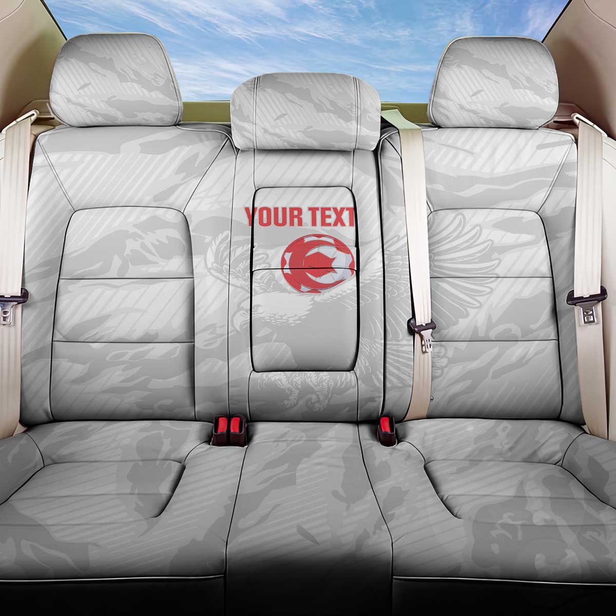 Custom Tunisia Football Back Car Seat Cover 2026 Eagles of Carthage White Grunge - African Pride