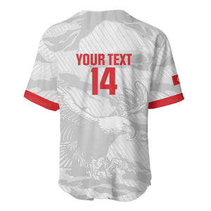 Custom Tunisia Football Baseball Jersey 2026 Eagles of Carthage White Grunge LT14