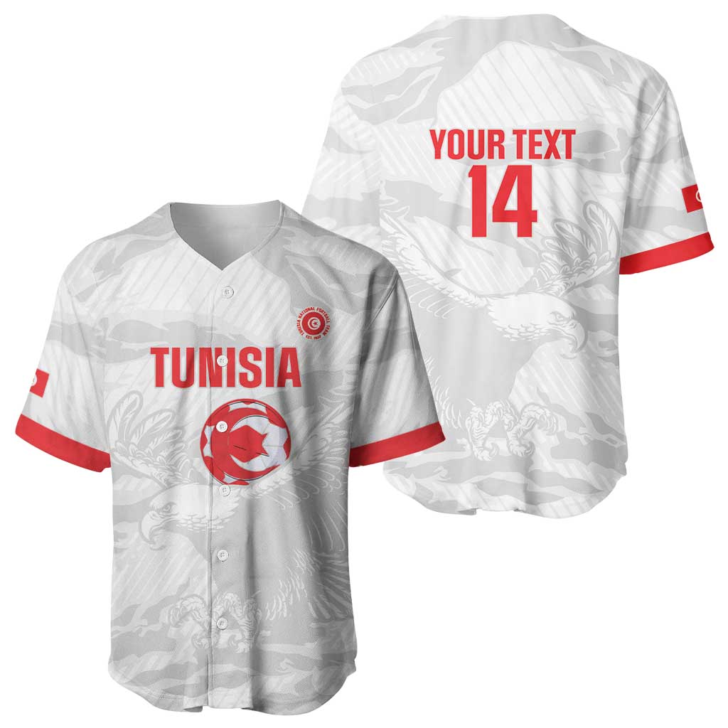 Custom Tunisia Football Baseball Jersey 2026 Eagles of Carthage White Grunge LT14