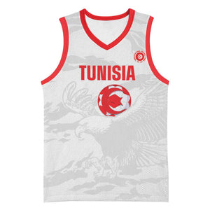Custom Tunisia Football Basketball Jersey 2026 Eagles of Carthage White Grunge - African Pride