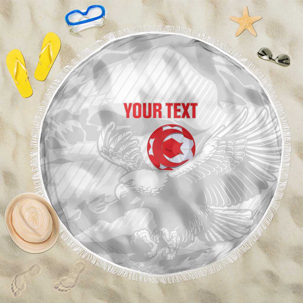 Custom Tunisia Football Beach Blanket 2026 Eagles of Carthage White Grunge - African Pride