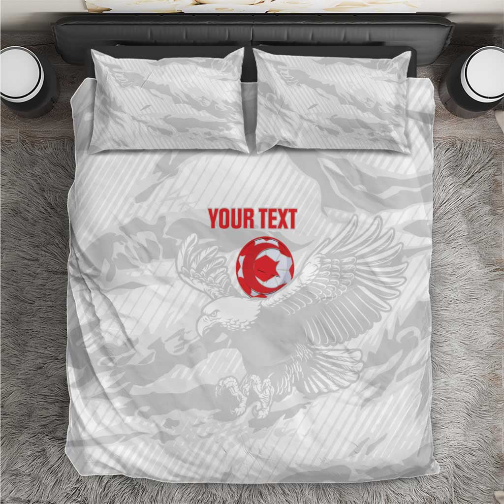 Custom Tunisia Football Bedding Set 2026 Eagles of Carthage White Grunge - African Pride