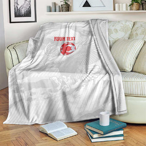 Custom Tunisia Football Blanket 2026 Eagles of Carthage White Grunge - African Pride