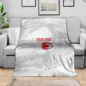 Custom Tunisia Football Blanket 2026 Eagles of Carthage White Grunge - African Pride