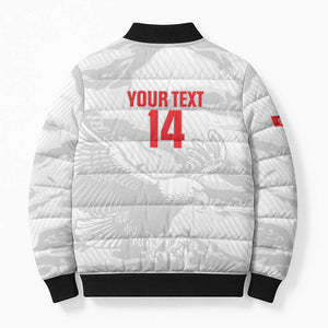 Custom Tunisia Football Bomber Puffer Jacket 2026 Eagles of Carthage White Grunge - African Pride