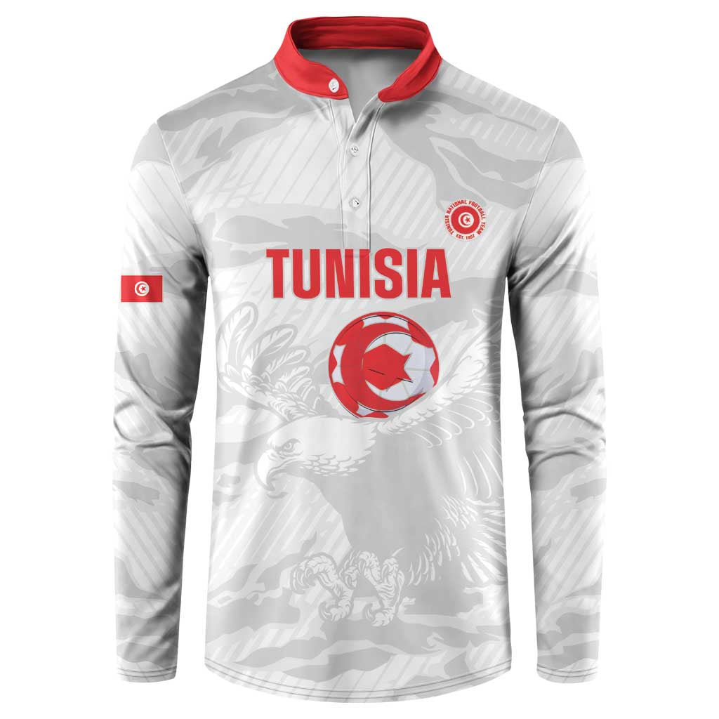 Custom Tunisia Football Button Sweatshirt 2026 Eagles of Carthage White Grunge