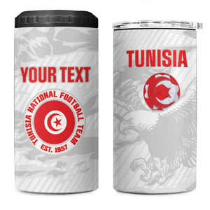 Custom Tunisia Football 4 in 1 Can Cooler Tumbler 2026 Eagles of Carthage White Grunge - African Pride