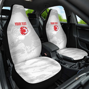 Custom Tunisia Football Car Seat Cover 2026 Eagles of Carthage White Grunge - African Pride