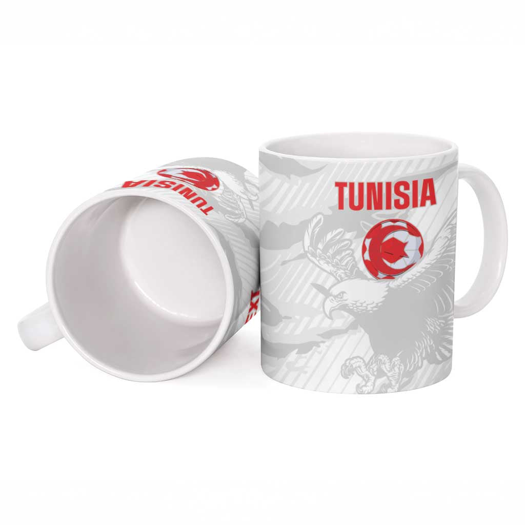 Custom Tunisia Football Ceramic Mug 2026 Eagles of Carthage White Grunge - African Pride