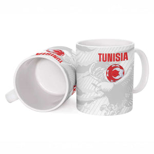 Custom Tunisia Football Ceramic Mug 2026 Eagles of Carthage White Grunge - African Pride
