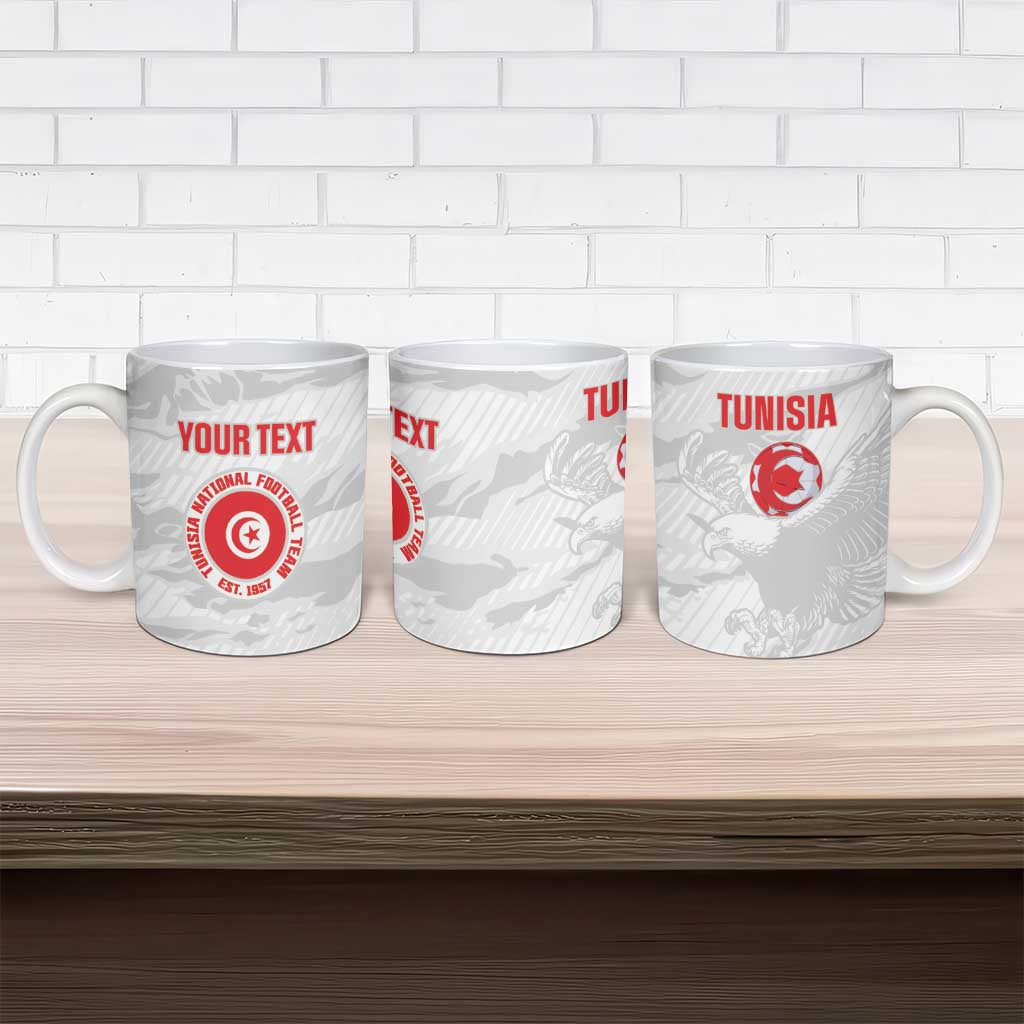 Custom Tunisia Football Ceramic Mug 2026 Eagles of Carthage White Grunge - African Pride