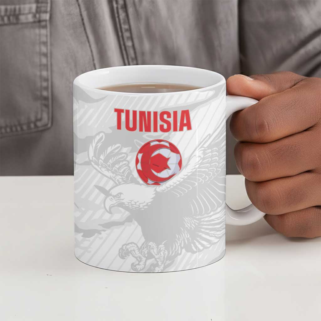 Custom Tunisia Football Ceramic Mug 2026 Eagles of Carthage White Grunge - African Pride
