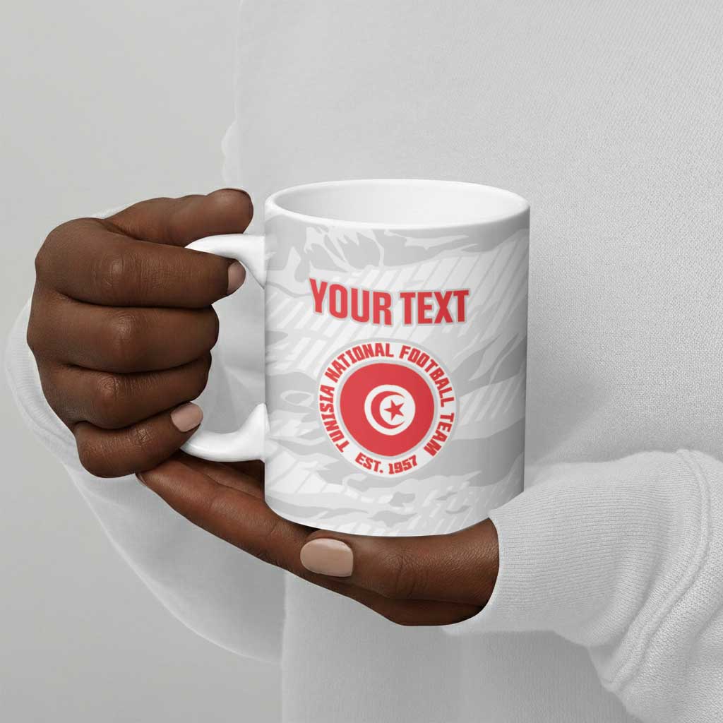 Custom Tunisia Football Ceramic Mug 2026 Eagles of Carthage White Grunge - African Pride