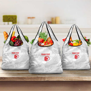 Custom Tunisia Football Grocery Bag 2026 Eagles of Carthage White Grunge - African Pride