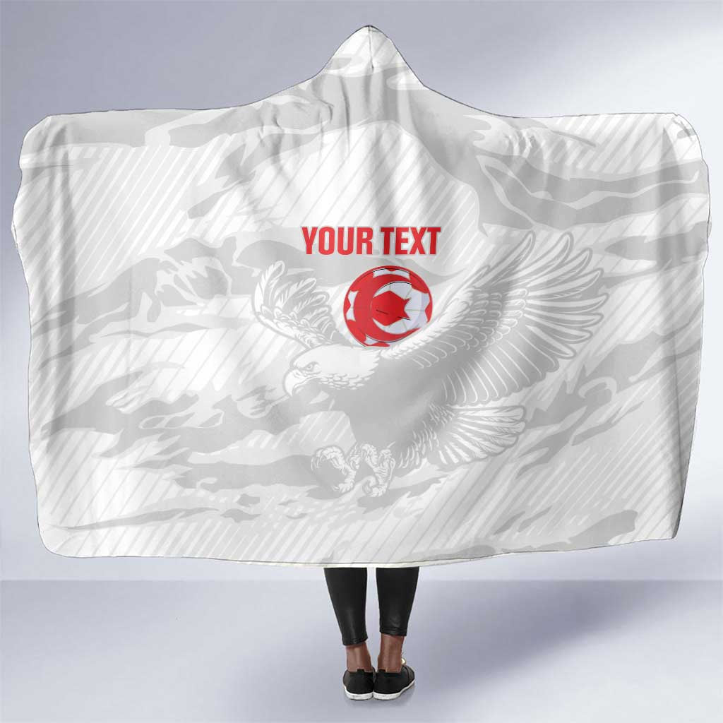 Custom Tunisia Football Hooded Blanket 2026 Eagles of Carthage White Grunge - African Pride