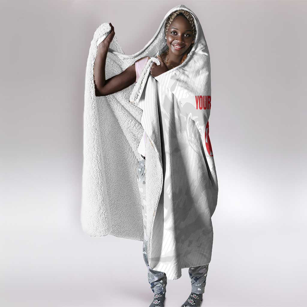 Custom Tunisia Football Hooded Blanket 2026 Eagles of Carthage White Grunge - African Pride