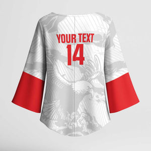 Custom Tunisia Football Kimono Sleeve Blouse 2026 Eagles of Carthage White Grunge - African Pride