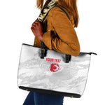 Custom Tunisia Football Leather Tote Bag 2026 Eagles of Carthage White Grunge - African Pride