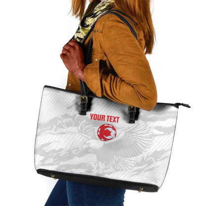 Custom Tunisia Football Leather Tote Bag 2026 Eagles of Carthage White Grunge - African Pride