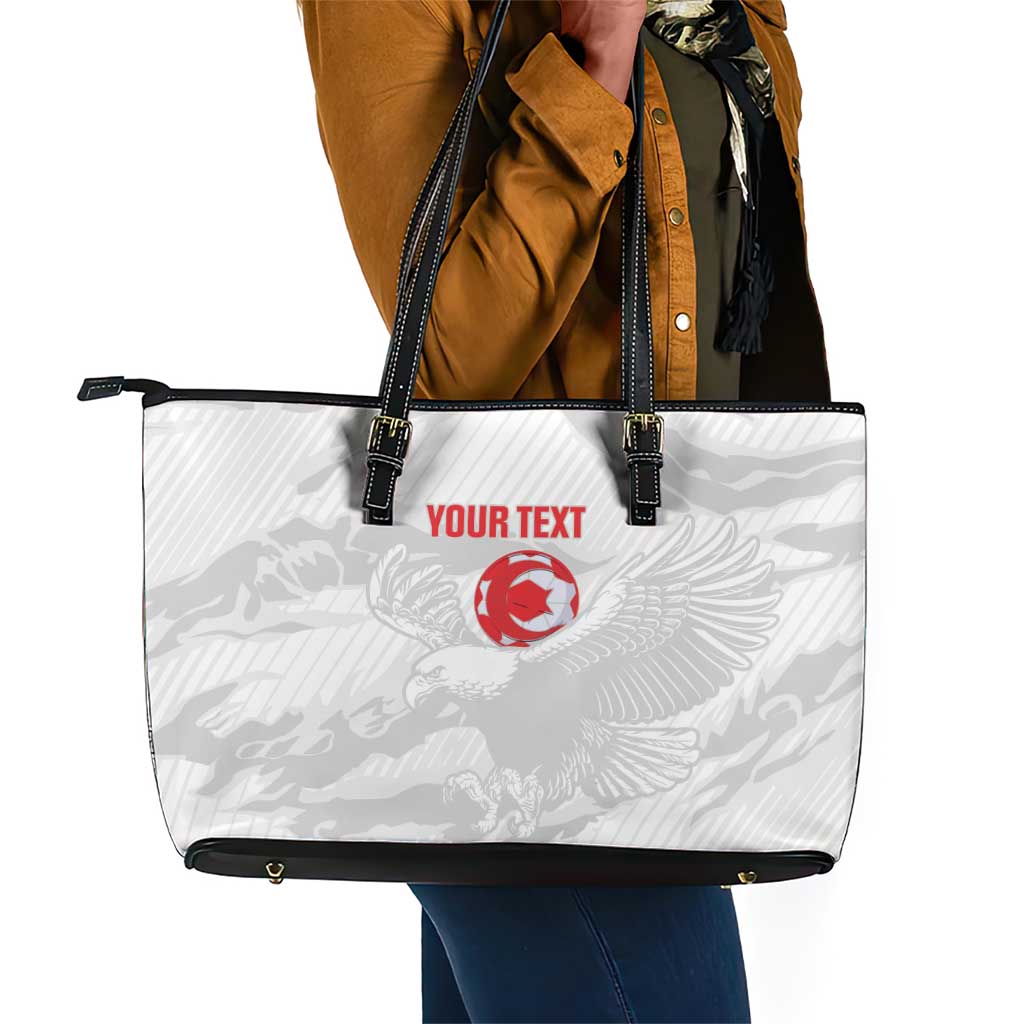 Custom Tunisia Football Leather Tote Bag 2026 Eagles of Carthage White Grunge - African Pride
