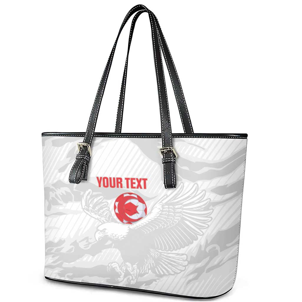 Custom Tunisia Football Leather Tote Bag 2026 Eagles of Carthage White Grunge - African Pride