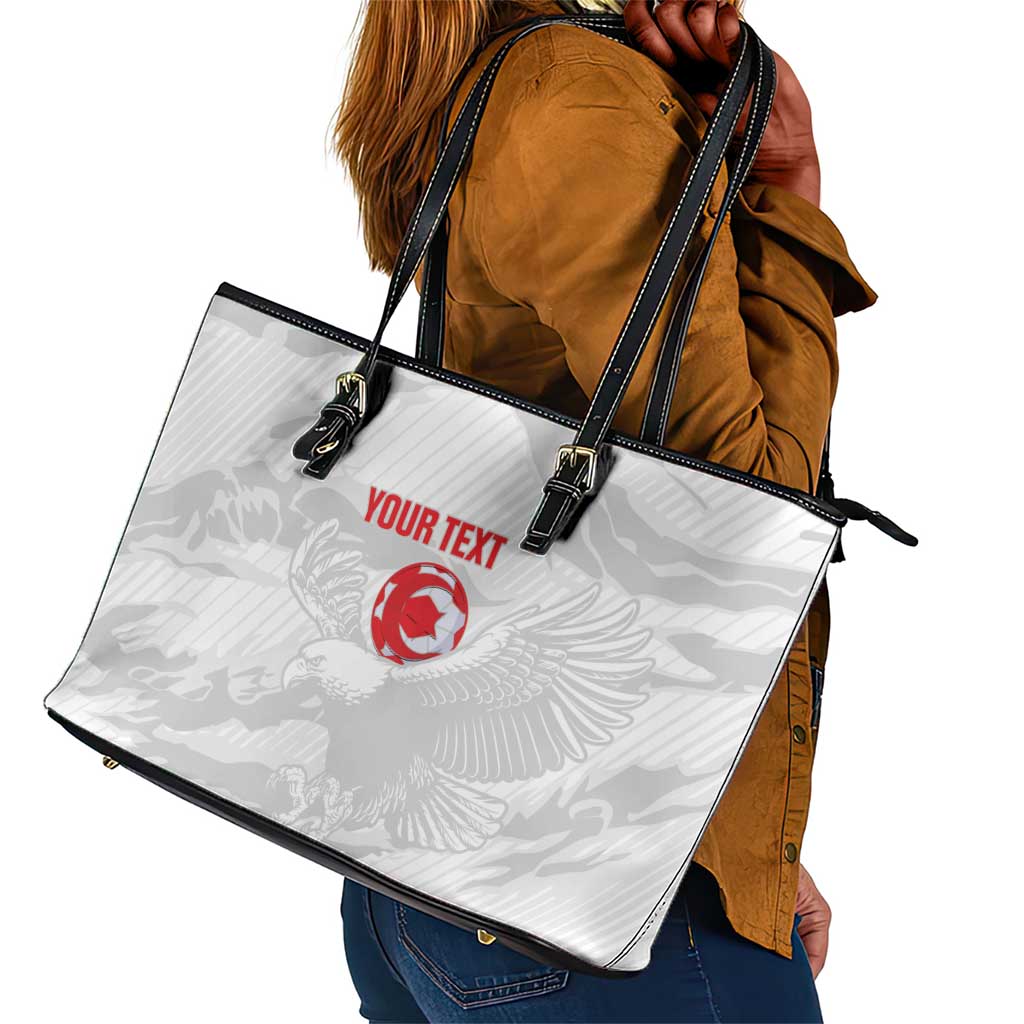 Custom Tunisia Football Leather Tote Bag 2026 Eagles of Carthage White Grunge - African Pride