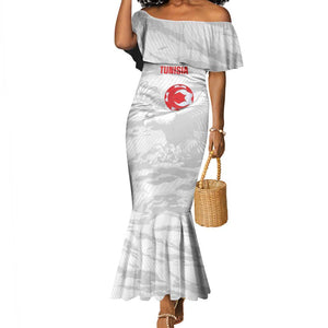 Custom Tunisia Football Mermaid Dress 2026 Eagles of Carthage White Grunge LT14