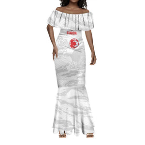 Custom Tunisia Football Mermaid Dress 2026 Eagles of Carthage White Grunge LT14