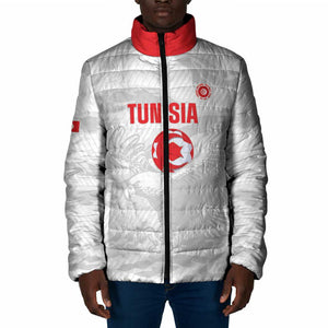 Custom Tunisia Football Padded Jacket 2026 Eagles of Carthage White Grunge - African Pride