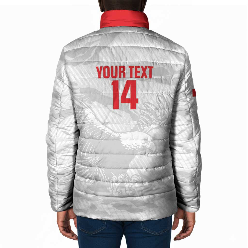 Custom Tunisia Football Padded Jacket 2026 Eagles of Carthage White Grunge - African Pride