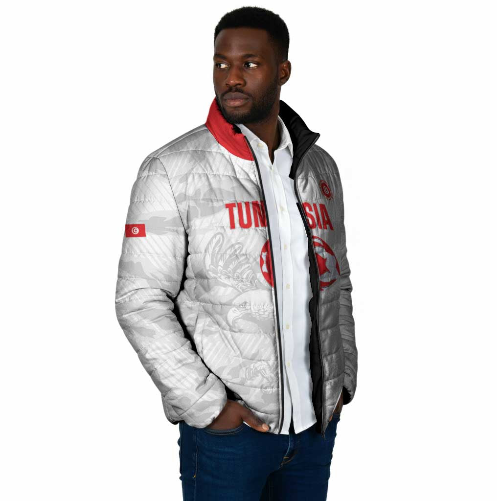 Custom Tunisia Football Padded Jacket 2026 Eagles of Carthage White Grunge - African Pride