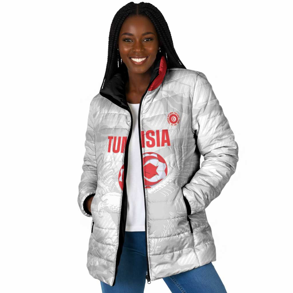 Custom Tunisia Football Padded Jacket 2026 Eagles of Carthage White Grunge - African Pride