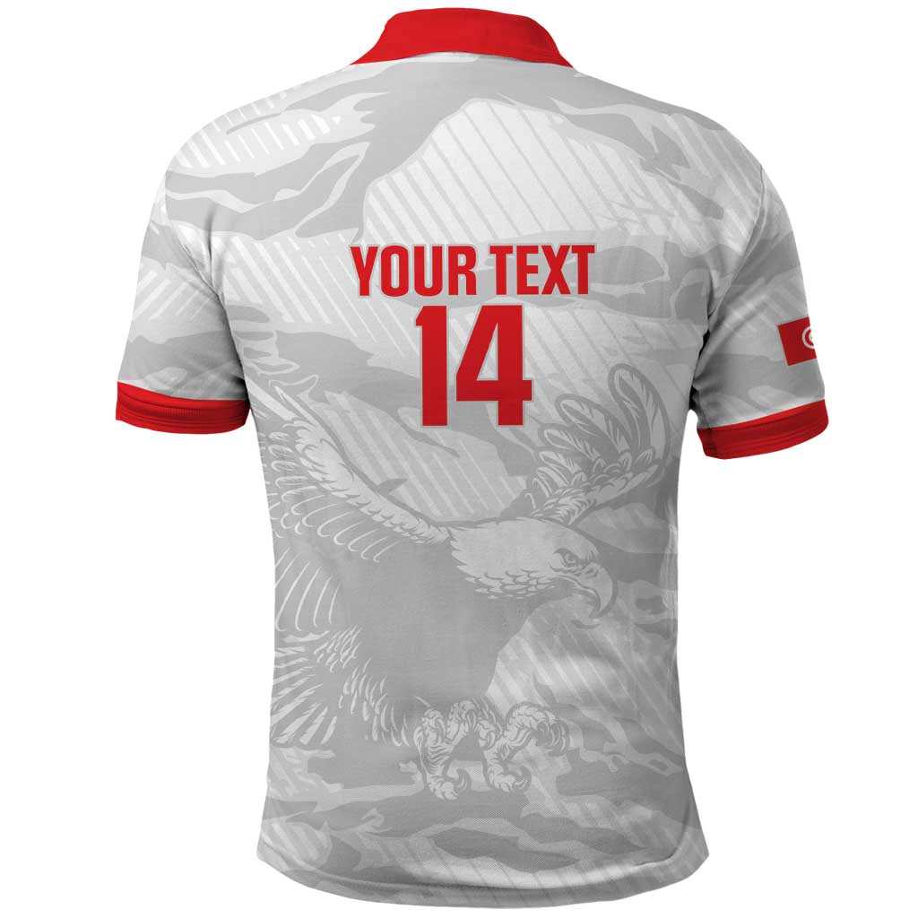 Custom Tunisia Football Polo Shirt 2026 Eagles of Carthage White Grunge LT14