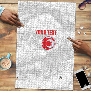 Custom Tunisia Football Puzzle 2026 Eagles of Carthage White Grunge - African Pride
