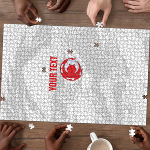 Custom Tunisia Football Puzzle 2026 Eagles of Carthage White Grunge - African Pride