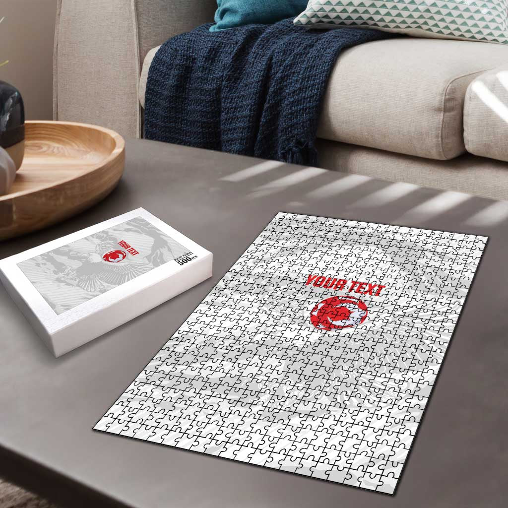 Custom Tunisia Football Puzzle 2026 Eagles of Carthage White Grunge - African Pride