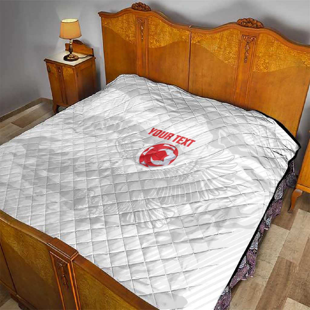 Custom Tunisia Football Quilt 2026 Eagles of Carthage White Grunge - African Pride