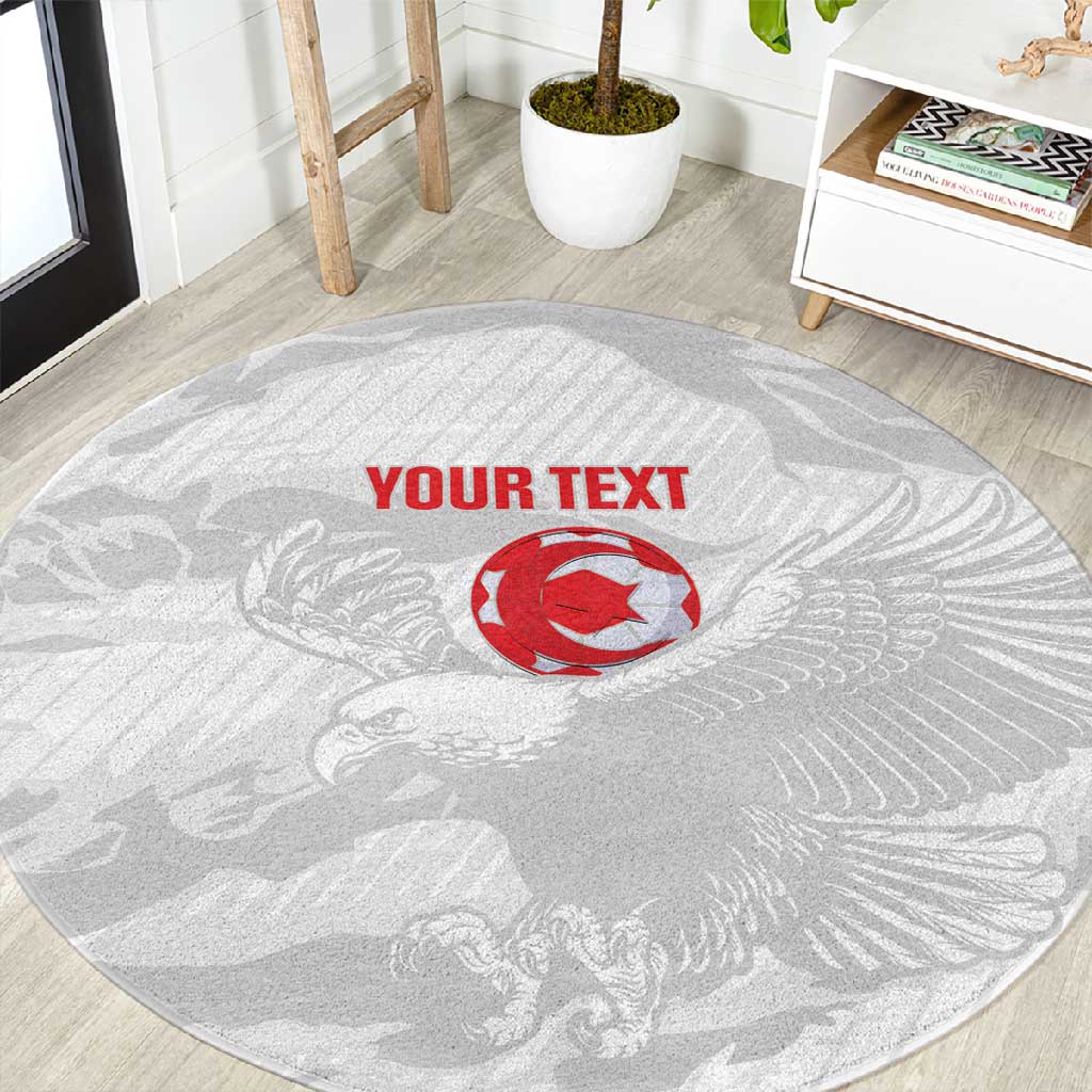Custom Tunisia Football Round Carpet 2026 Eagles of Carthage White Grunge - African Pride