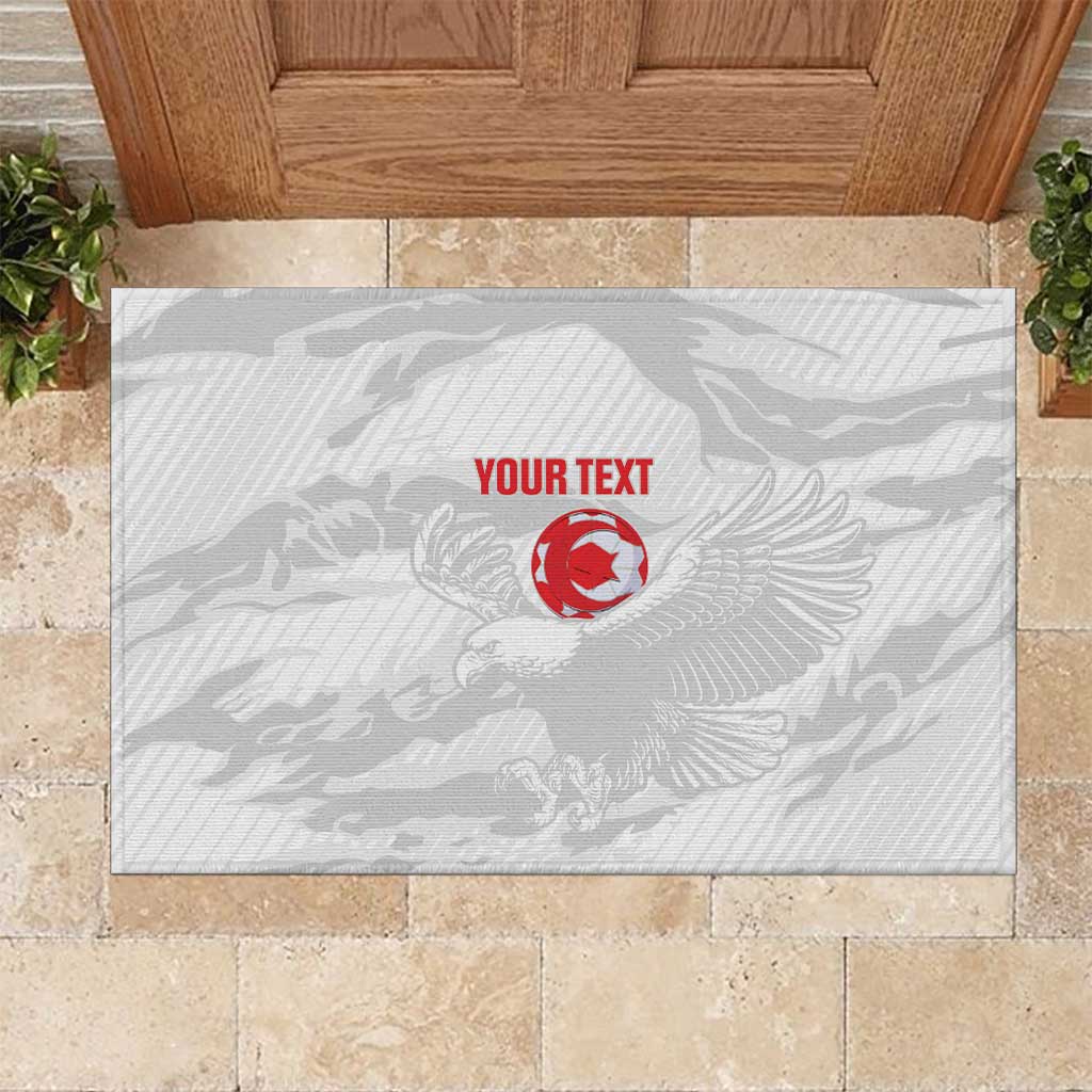Custom Tunisia Football Rubber Doormat 2026 Eagles of Carthage White Grunge - African Pride
