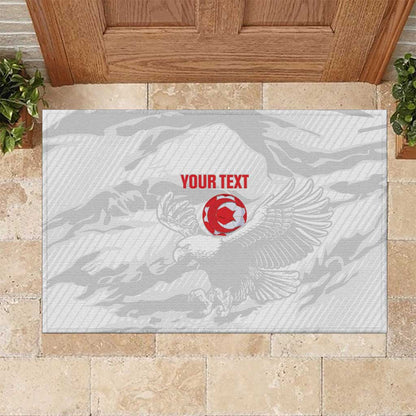 Custom Tunisia Football Rubber Doormat 2026 Eagles of Carthage White Grunge - African Pride