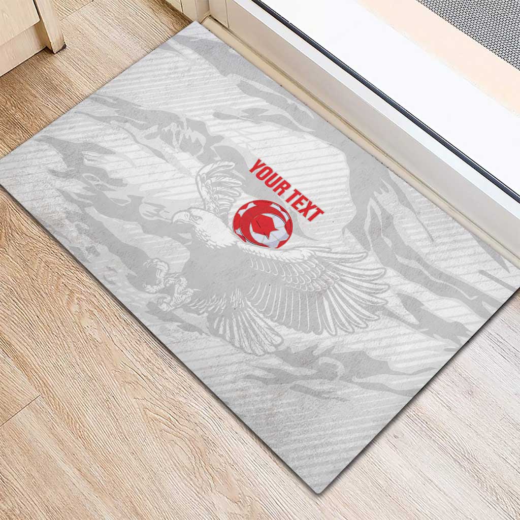 Custom Tunisia Football Rubber Doormat 2026 Eagles of Carthage White Grunge - African Pride