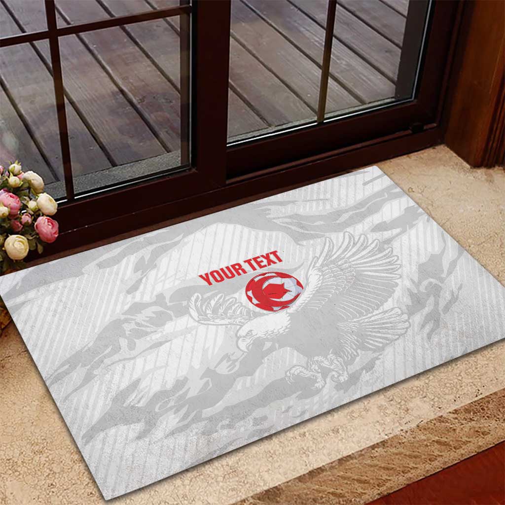 Custom Tunisia Football Rubber Doormat 2026 Eagles of Carthage White Grunge - African Pride