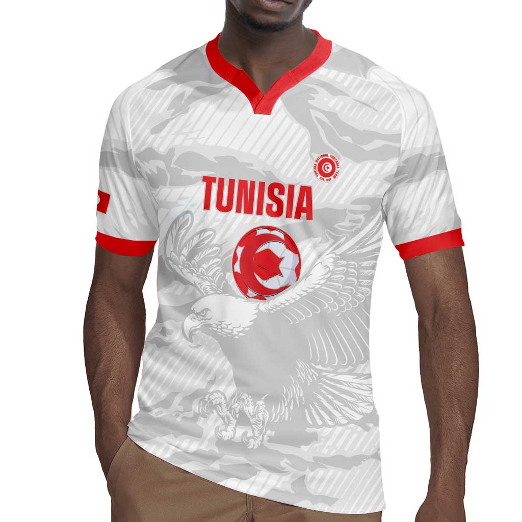 Custom Tunisia Football Rugby Jersey 2026 Eagles of Carthage White Grunge LT14