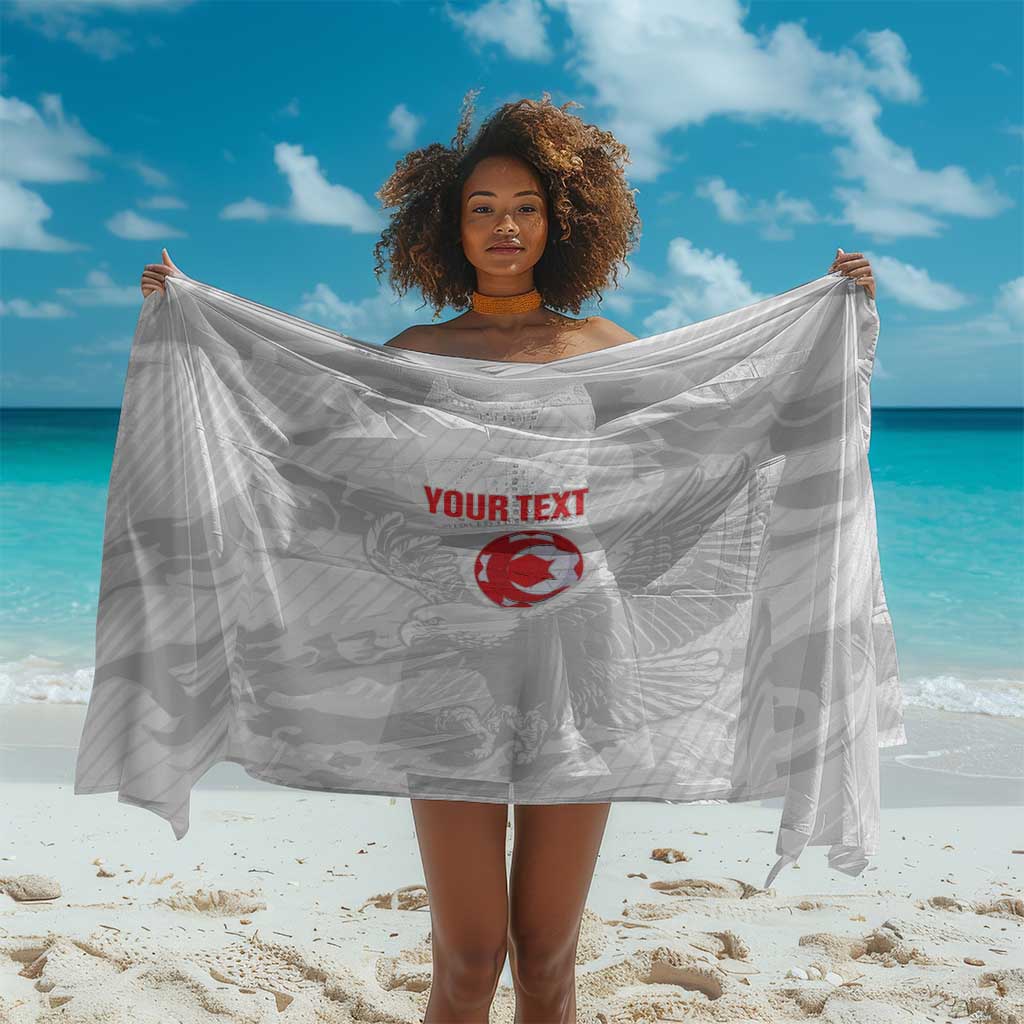 Custom Tunisia Football Sarong 2026 Eagles of Carthage White Grunge - African Pride